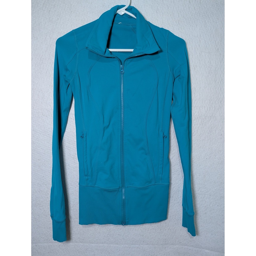 Lululemon Define Jacket Teal Blue Luon Full Zip Yoga Activewear Women Size 2